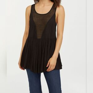 Free People Sheer Mesh Tunic Dress XS Black Boho Babydoll Cottagecore Witchcore